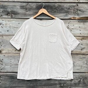 Talbots Woman Linen Cotton Beige Boxy Blouse with Pocket Size 1X